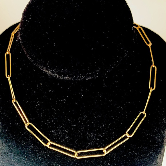 Gold Paper Clip Link Necklace - Picture 4 of 4